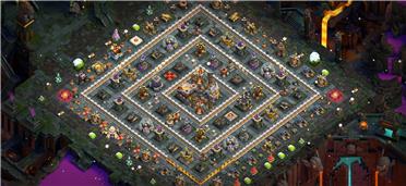 部落冲突阵型分享之11本种树回字阵，需补装饰，内无22空位