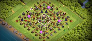 部落冲突阵型分享之11本大本营神阵，四岛阵！防三阵！对称阵！推荐。