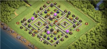 部落冲突阵型分享之11本对称防三星阵型