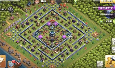 部落冲突阵型分享之13本护资源种树阵