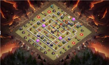 部落冲突阵型分享之11本防三阵，防雷龙防天女防飞艇，同本无解