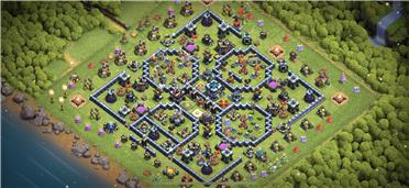 部落冲突阵型分享之防三星阵。建议援兵要三冰人加弓箭手