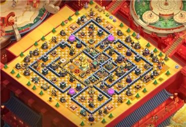 部落冲突阵型分享之14本鱼头阵改良版全防超弓天女