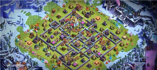 部落冲突阵型分享之15本，我刚刚上了十六，有建造融合了，大概是这样的