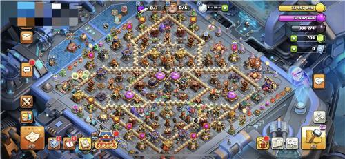 部落冲突阵型分享之16本神阵，防三星护资源还对称，同本很难三